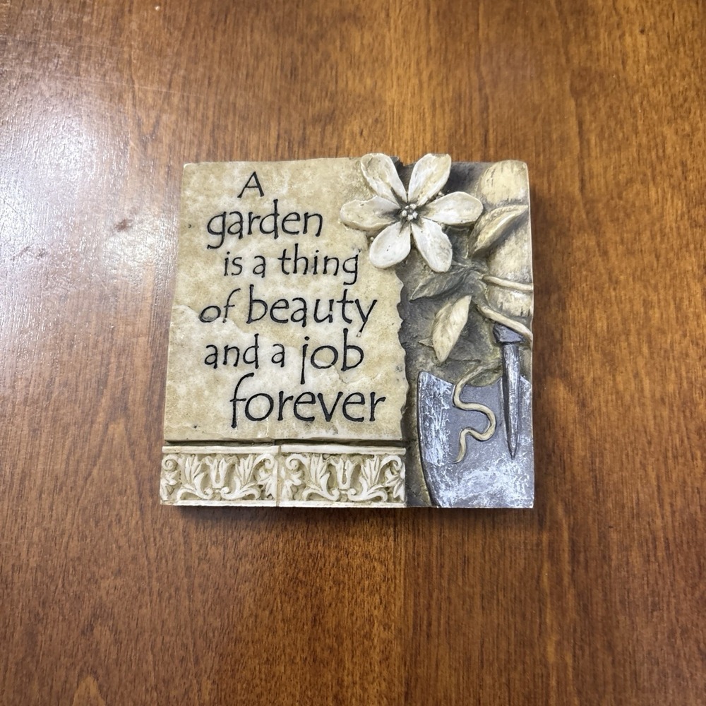 3D Resin Hanging Wall Plaque 3.5 x 3.5 A Garden Is A Thing of Beauty